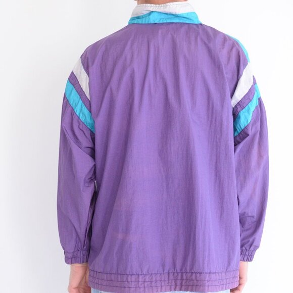 Vintage Bridgegate Nylon Teal Purple Zip Up Track Jacket Size Large - Picture 2 of 11